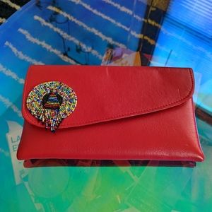 Leather Beaded Clutch Handmade in Ghana